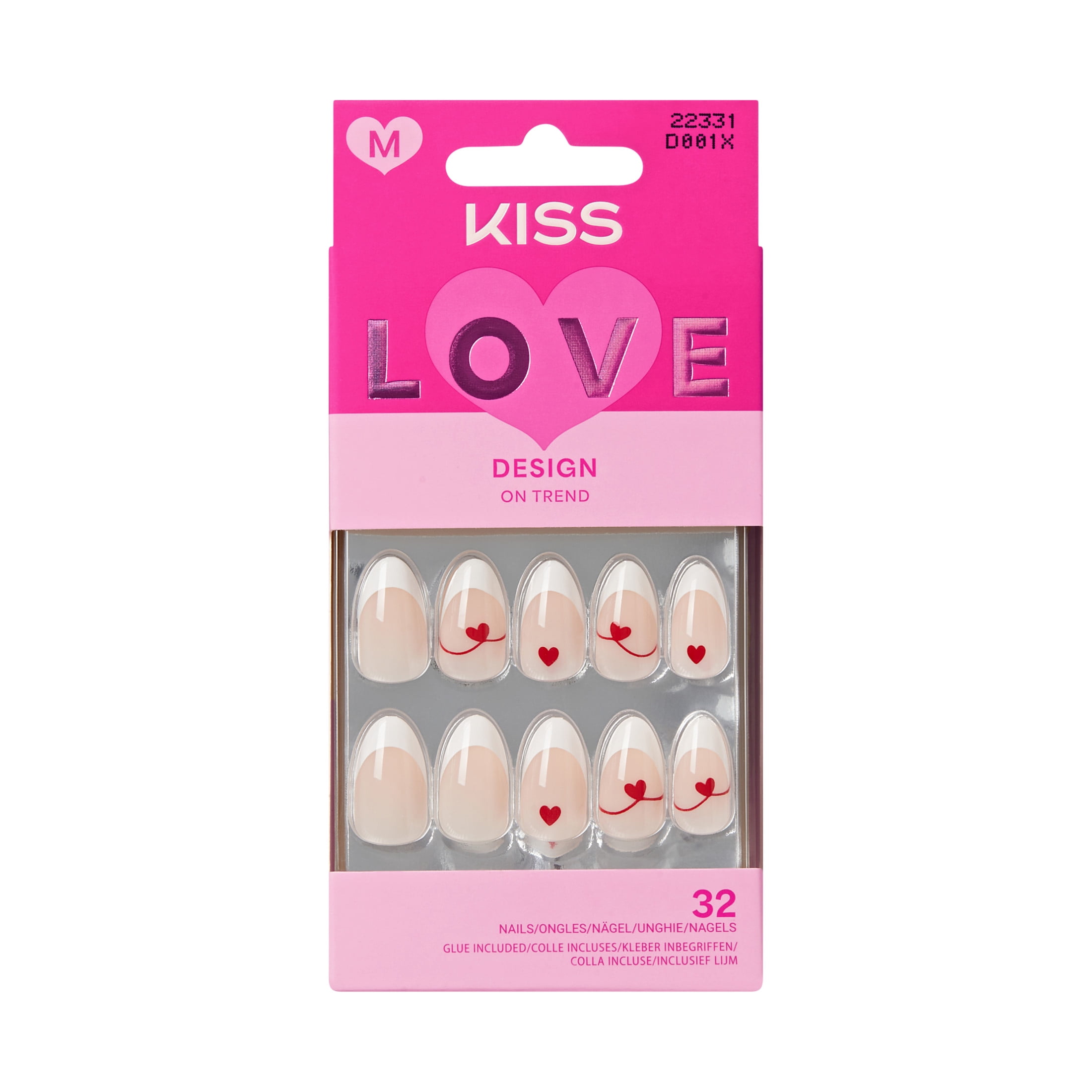 KISS CORE Valentine's Day Press on Nails, Hues of Love, Red, Short