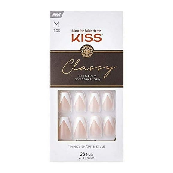 KISS Classy False Nails, Medium, French, 28 Ct
