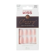KISS Classy Press on Nails, Cozy Meets Cute, Pink, Medium Coffin, 28 Count