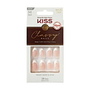 Kiss Classy French Tip French Tip Press On Nails, Dashing, White, Medium Almond, 28 Count