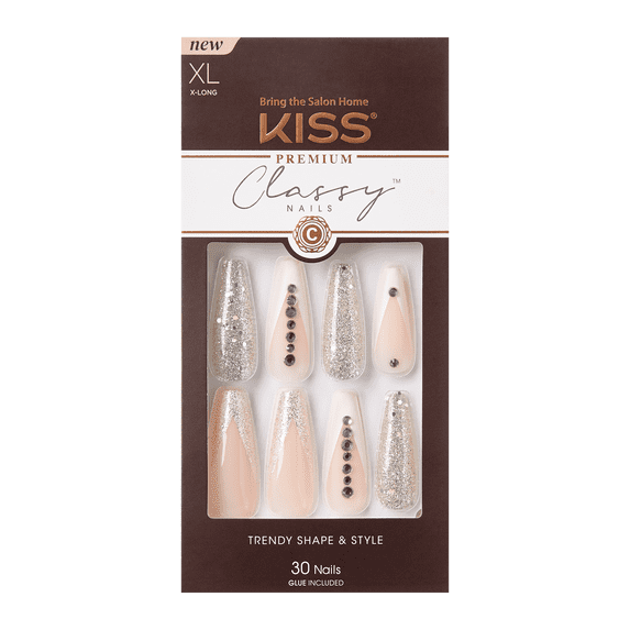 KISS Classy Premium Fake Nails, Sophisticated, 30 Count