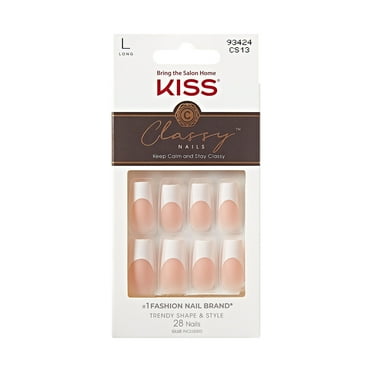KISS Classy, Press On Nails, Movin', White, Long Square, 28 Count