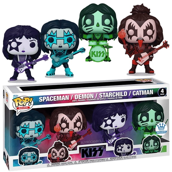 KISS NM/MT Collectible 2025 Exclusive Pop Color Spotlight 4-Pack Figures
