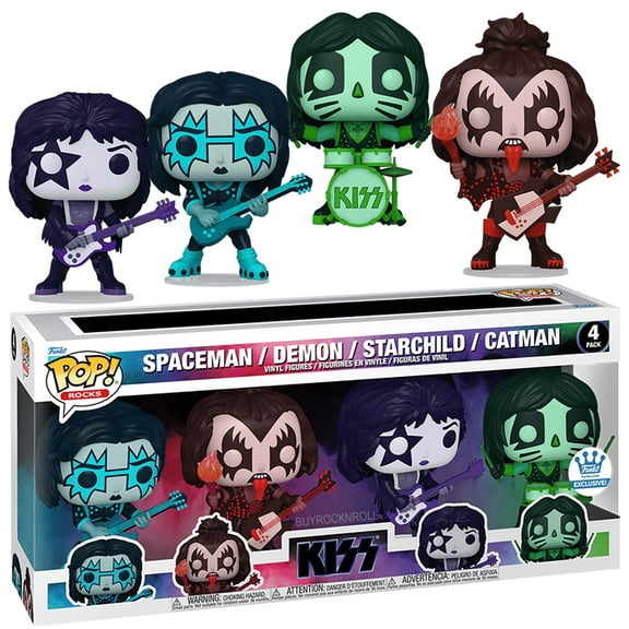 KISS Collectible 2025 Funko Exclusive Pop Rocks Color Spotlight 4-Pack Figures