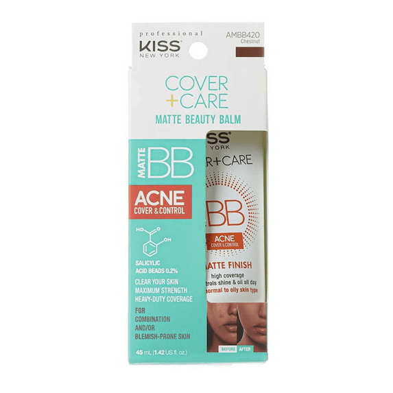 Kiss Cover + Care Matte BB Balm Controls Shine & Oil All Day - AMBB420 Chestnut