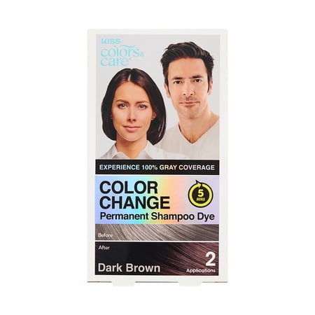 KISS Color Change Permanent Shampoo Dye Hair Color All-in-One Kit - Dark Brown