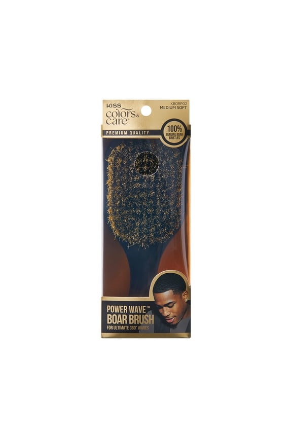360 Power Wave Boar Bristle Curved Handle Hair Brush - Medium Soft