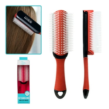 KISS Colors & Care 9-Row Detangling Hair Brush, Red