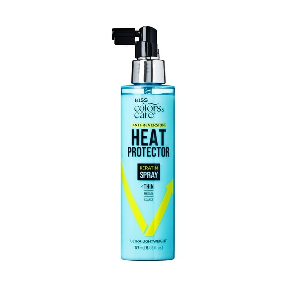 KISS Colors & Care Anti-Reversion Heat Protector Keratin Spray, 177mL (6 US fl. oz.)