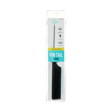 KISS Colors & Care Carbon Fiber Pin Tail Hair Comb, 9" Small Tooth, Black