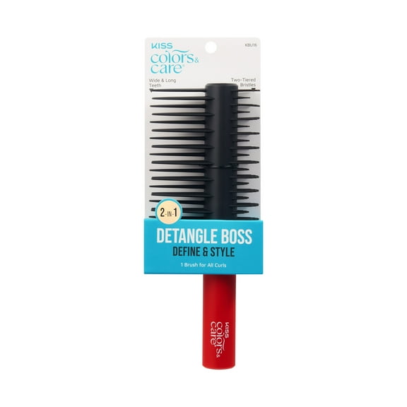 KISS Colors & Care Detangle Boss Glide & Define 2-in-1 Two-Tiered Detangling Brush