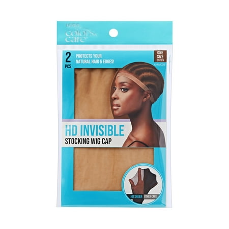 Kiss Colors & Care HD Invisible Lightweight Stocking Wig Cap, Age: Adult, Brown, 2 Count