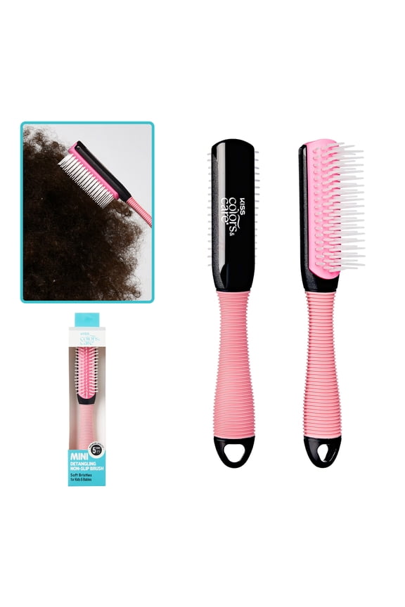 Mini Non-Slip Soft Bristle Detangling Brush - Pink