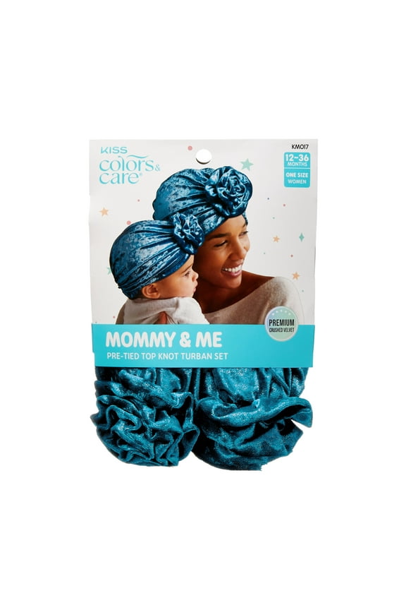 Mommy & Me Pre-Tied Top Knot Turban Set  Blue