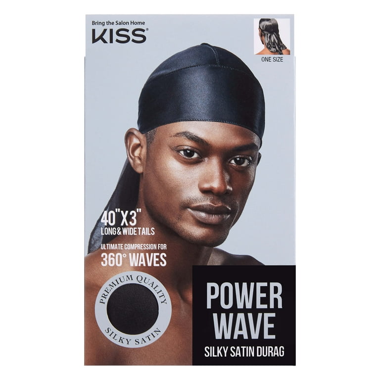 KISS Colors & Care Power Wave Satin Durag, Black, Unisex 