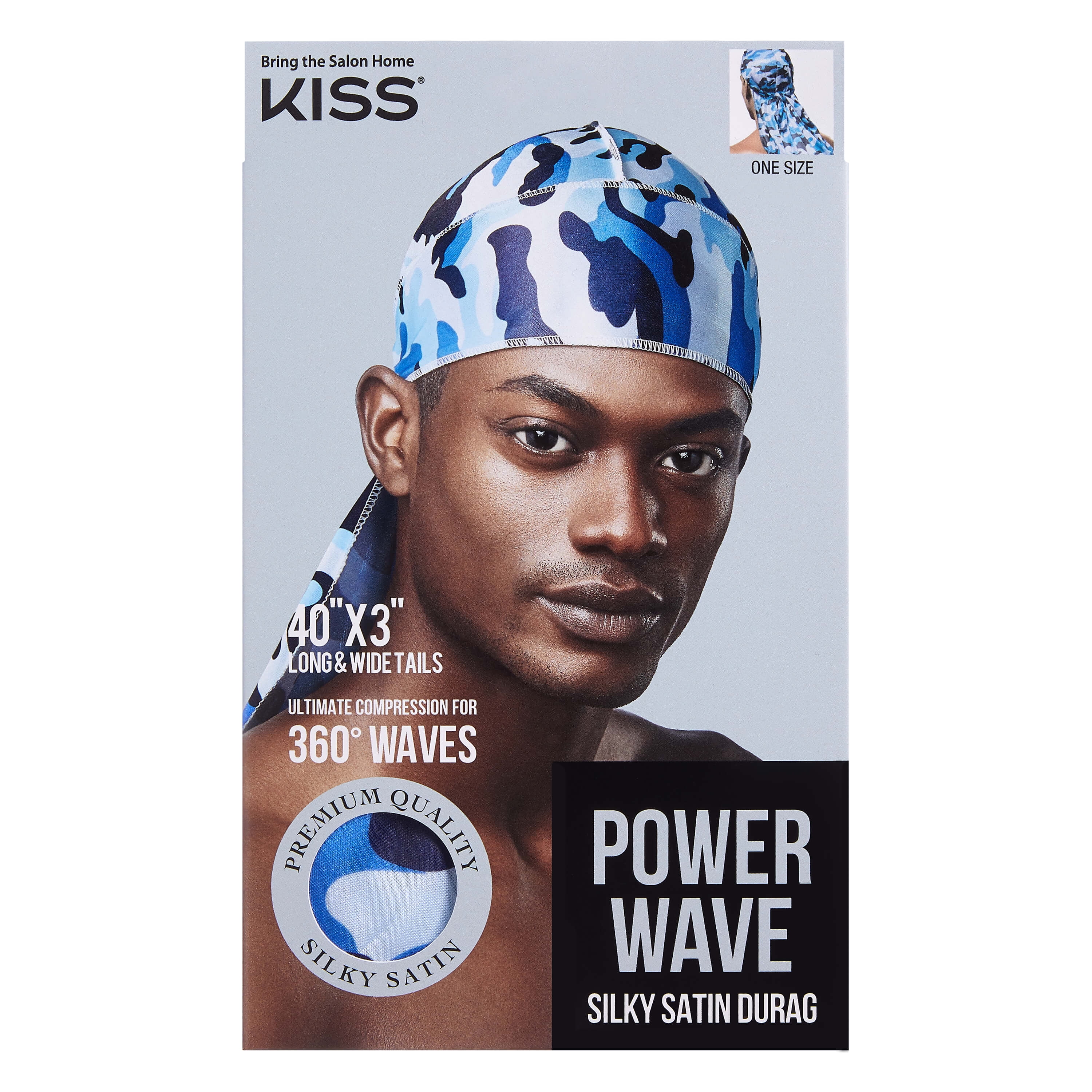 Kiss Power Wave Satin Durag, Camo Blue, 1 Count