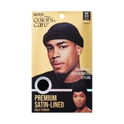 Kiss Colors & Care Premium Satin-Lined Halo Turban, Pre-Tied, One Size Fits All, Black