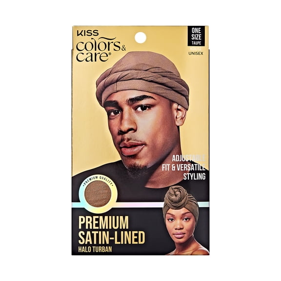Kiss Colors & Care Premium Satin-Lined Halo Turban, Pre-Tied, One Size Fits All, Taupe