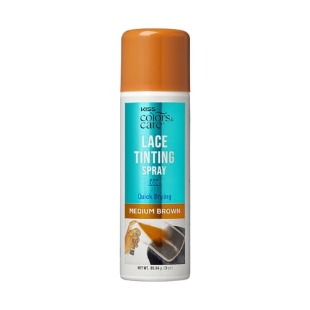 Kiss Colors & Care Quick Drying Lace Tinting Hair Spray, Medium Brown, 3 oz