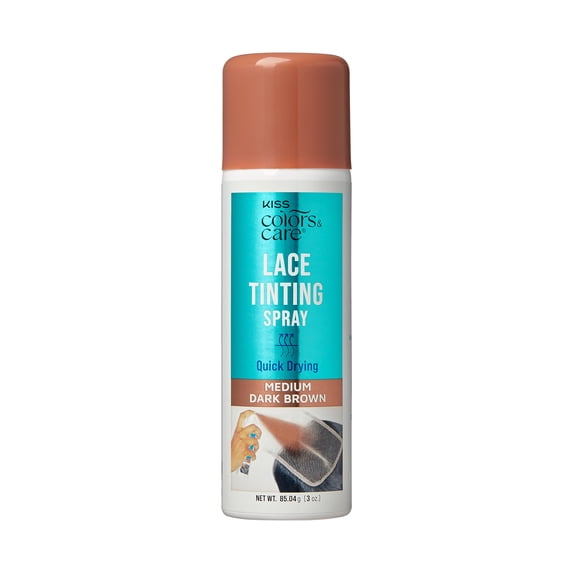 KISS Colors & Care Quick Drying Lace Tinting Spray, Adult Use Only, Net Wt. 85.04g – Medium Dark Brown