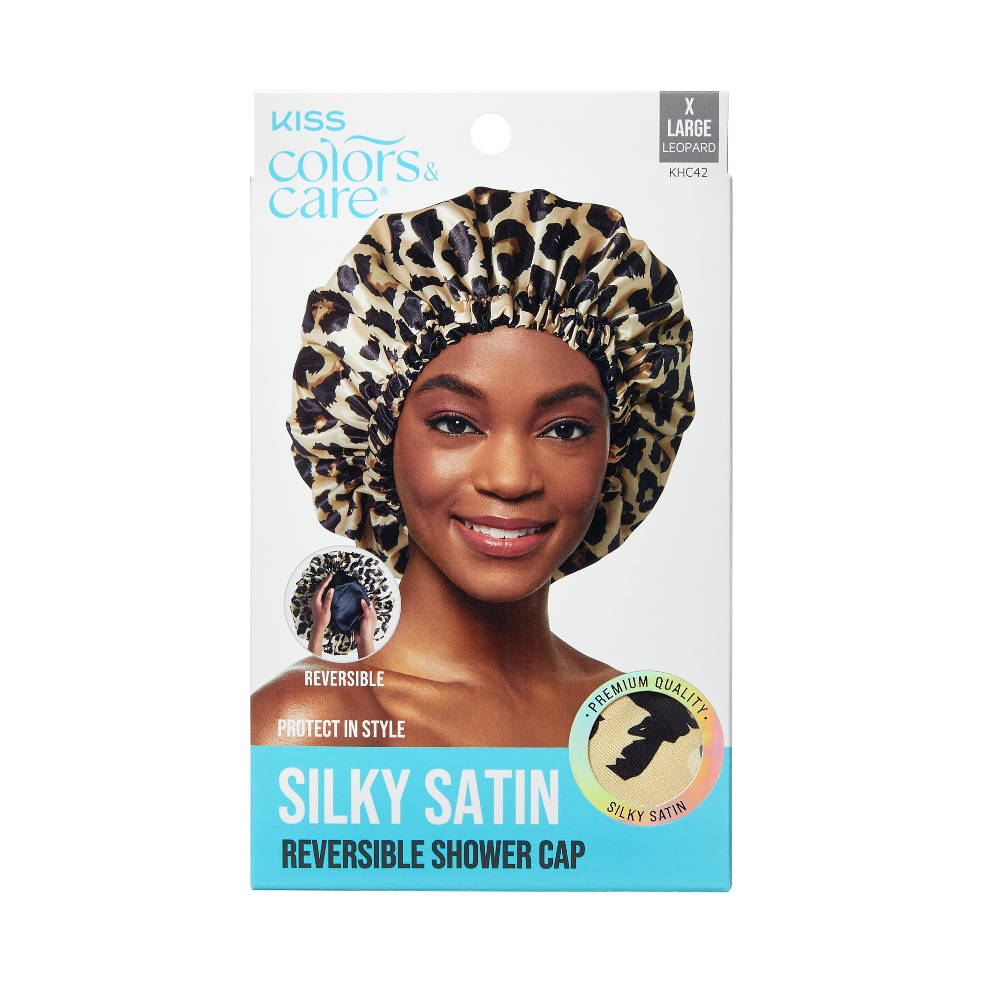KISS Colors & Care Silky Satin Reversible Shower Cap - Leopard