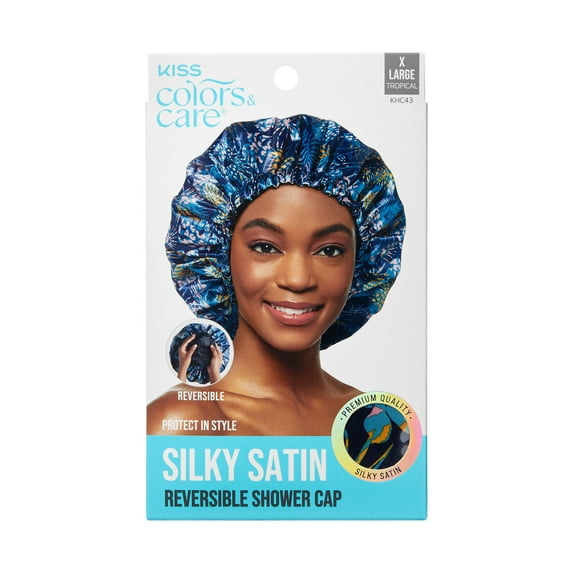 KISS Colors & Care Silky Satin Reversible Shower Cap - Tropical
