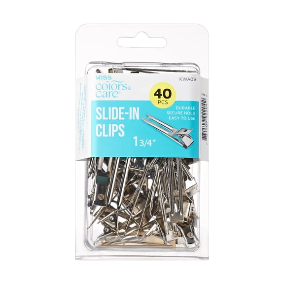 KISS Colors & Care Slide-In Metal Hair Styling Prong Clips, 1.75" – 40 Ct.