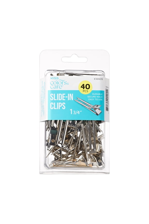 Colors & Care Slide-In Metal Hair Styling Prong Clips, 1.75" – 40 Ct.
