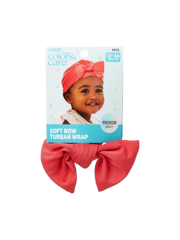 Soft & Silky Pre-Tied Top Knot Bow Turban Wrap for Toddlers - Coral Pink