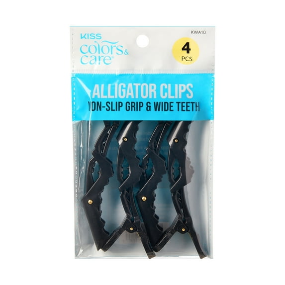 KISS Colors & Care Spring-Loaded Plastic Hair Styling Alligator Clips - 4 Ct.