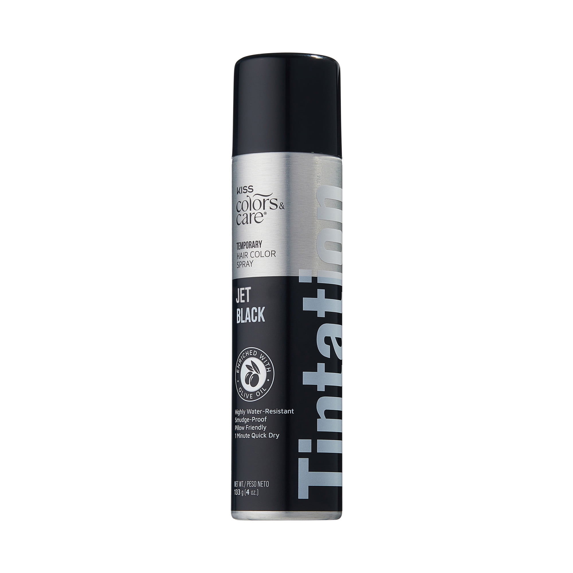 Kiss Colors & Care Tintation Hair Color Spray, Jet Black, 4.25 oz