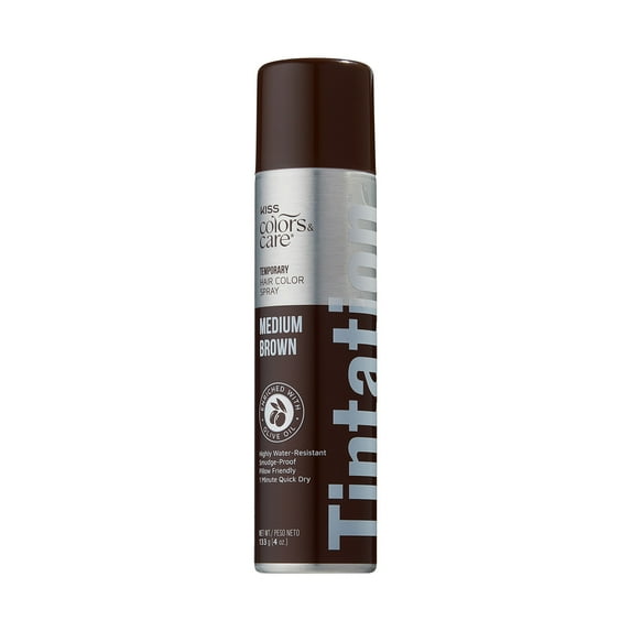 KISS Colors & Care Tintation Hair Color Spray, Net Wt. 120g (4.25 oz.), Medium Brown