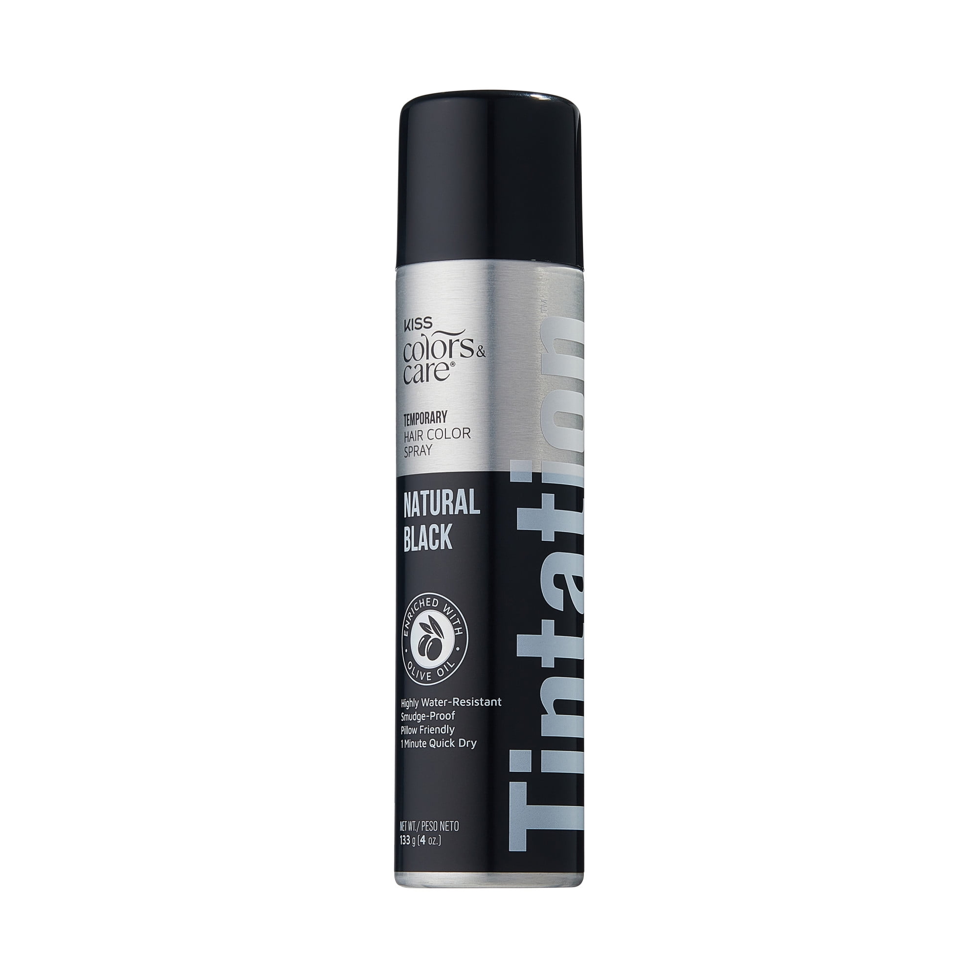 Kiss Colors & Care Tintation Hair Color Spray, Natural Black, 4.25 oz