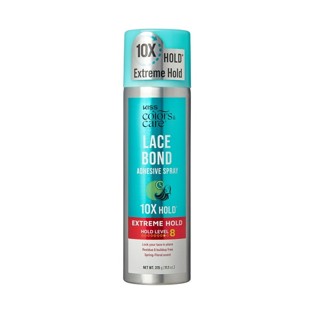 KISS Colors & Care Wig Lace Bond Adhesive Spray, Level 8 Extreme Hold, 11.1 oz.