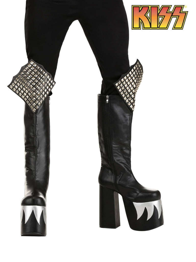 FUN Costumes KISS Demon Boots for Men, Black Vinyl Platform Shoes