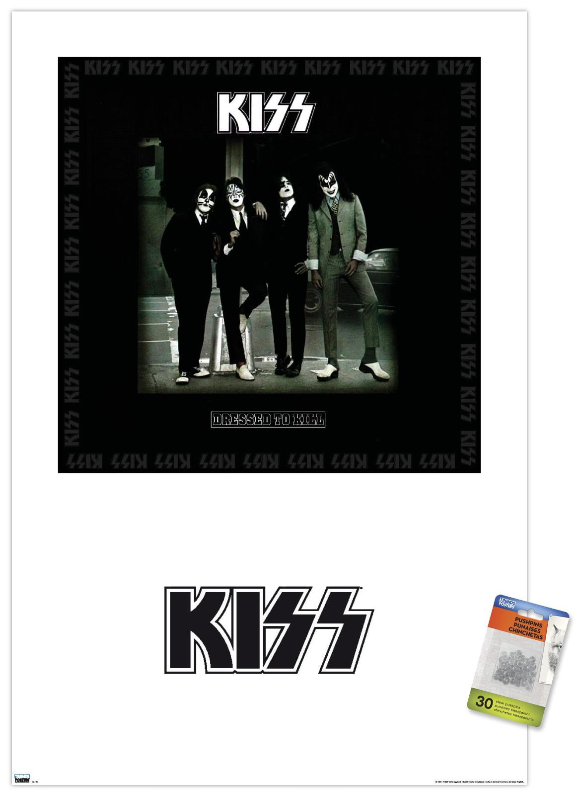 Trends International KISS - Dressed To Kill Album Series Unframed Wall Poster Print Clear Push Pins Bundle 22.375" x 34"