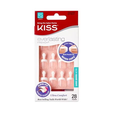KISS Everlasting French Square Nail Kit, Real Short