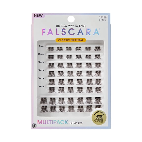Kiss Falscara Multipack False Eyelashes Lash Extensions, Classic Natural, 50 Lash Clusters
