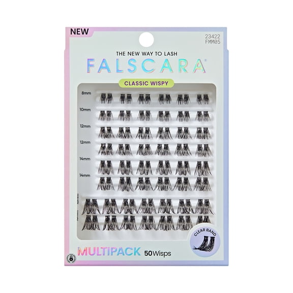KISS FALSCARA Multipack False Eyelashes Lash Extensions, Classic Wispy, 50 Lash Clusters