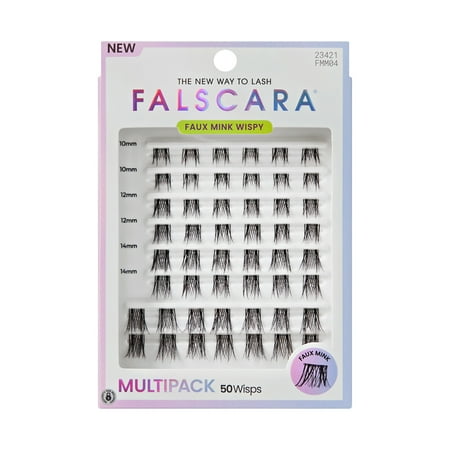 Kiss Falscara Multipack False Eyelashes Lash Extensions, Faux Mink Wispy, 50 Lash Clusters