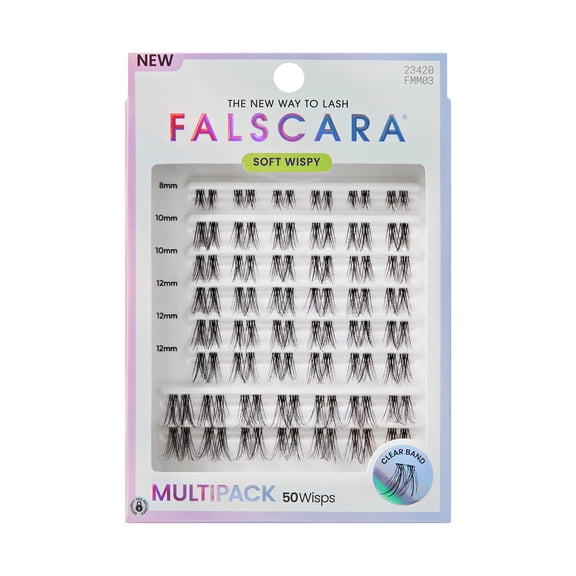KISS FALSCARA Multipack False Eyelashes Lash Extensions, Soft Wispy, 50 Lash Clusters