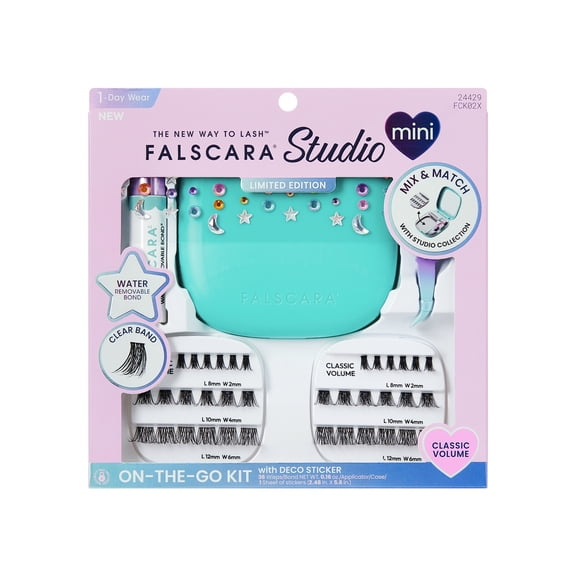 Kiss FALSCARA Studio Mini Festive On-The-Go Kit, Classic Volume, 8-12mm, 36 Lash Clusters