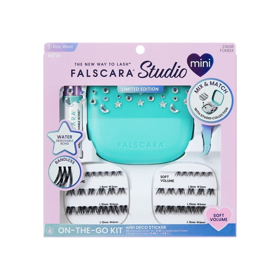 Kiss FALSCARA Studio Mini Festive On-The-Go Kit, Soft Volume, 8-12mm, 36 Lash Clusters