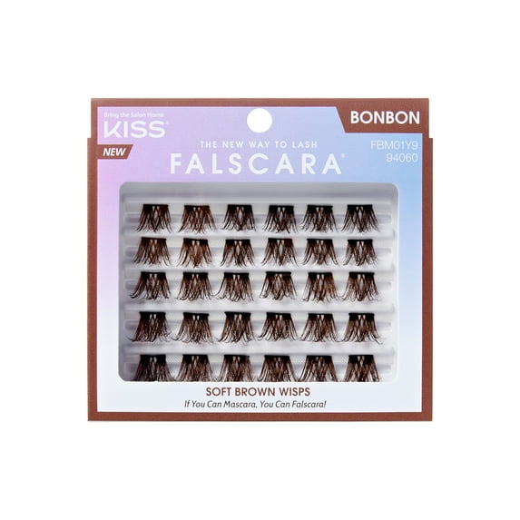 KISS Falscara Brown Multipack, Lash Extension Kit, Bonbon, 12mm-14mm-16mm, 30 Lash Clusters