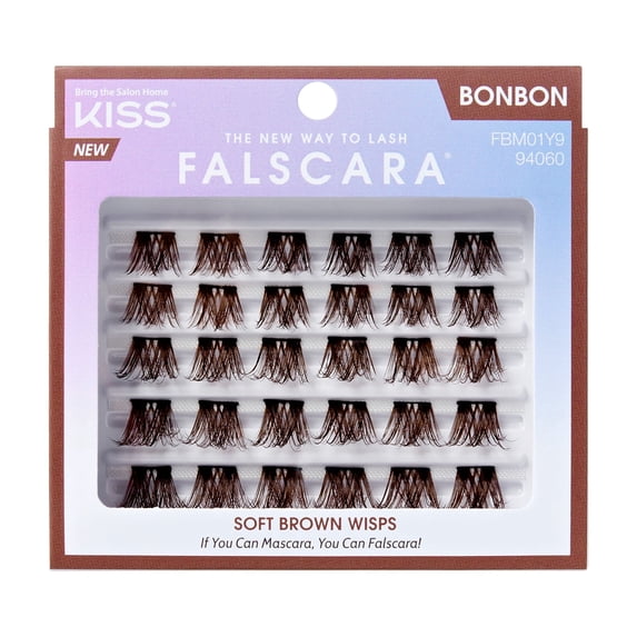 Kiss Falscara False Eyelashes, Lash Extensions, 12mm-16mm, Brown, 24 Lash Clusters
