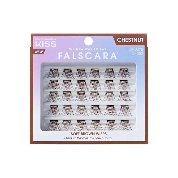 KISS Falscara Brown Multipack, Lash Extension Kit, Chestnut, 10mm-12mm-14mm, 30 Lash Clusters