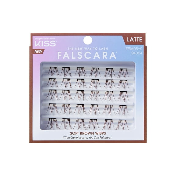 KISS Falscara Brown Multipack, Lash Extension Kit, Latte, 10mm-12mm-14mm, 30 Lash Clusters