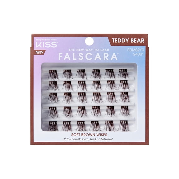 Kiss Falscara False Eyelashes, Lash Extensions, 12mm-16mm, Brown, 24 Lash Clusters