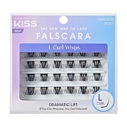 Kiss Falscara False Eyelashes Lash Extension Kit, Black, Style L Curl, 24 Lash Clusters