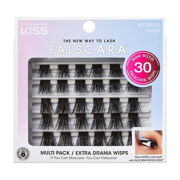 KISS Falscara Multipack, Lash Clusters, Extra Drama Wisps, 18mm-20mm, 30 Wisps